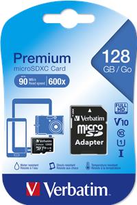 Memorijska kartica Verbatim Micro Secure Digital Premium (XC/UHS1) 128GB Class 10 Card + adapter