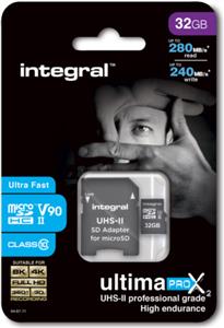 Integral 32GB microSDHC 280-240MB / s UHS-II V90 + SD adapter