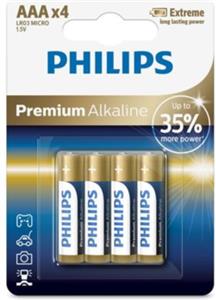 PHILIPS BATTERY AAA - PREMIUM ALKALINE BLISTER 4 PCS (LR3)