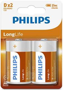 PHILIPS BATTERY D - LONGLIFE BLISTER 2 PCS (LR20)