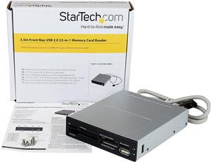 StarTech.com 3.5in Front Bay 22-in-1 USB 2.0 Internal Multi Media Memory Card Reader with Simultaneous Access - CF/SD/MMC/MS/xD - Black (35FCREADBK3) - card reader - USB 2.0