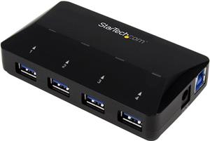 StarTech.com 4-Port USB 3.0 Hub plus Dedicated Charging Port - 1 x 2.4A Port - Desktop USB Hub and Fast-Charging Station (ST53004U1C) - USB peripheral sharing switch - 4 ports