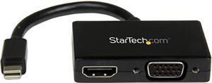 StarTech.com Mini DisplayPort to HDMI and VGA - 2 in 1 Travel Adapter - Mini DisplayPort to VGA Adapter - Mini DP to HDMI Dongle - Monitor Adapter (MDP2HDVGA) - video converter - black