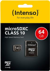 64GB Intenso MicroSDXC 20MB/s +Adapter