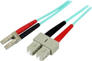 StarTech.com 2m Fiber Optic Cable - 10 Gb Aqua - Multimode Duplex 50/125 - LSZH - LC/SC - OM3 - LC to SC Fiber Patch Cable (A50FBLCSC2) - patch cable - 2 m - aqua