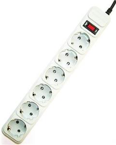 Gembird Surge protector, 6 sockets, 3m, white