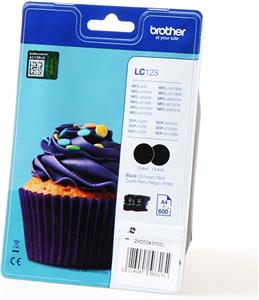 Brother LC123BK - 2-pack - High Yield - black - original - ink cartridge