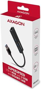 USB HUB AXAGON HMA-CR3A 3x USB-A + Gigabit LAN, 20cm