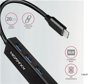 USB HUB AXAGON HMC-GL3A 3x USB-C + Gigabit LAN, 20cm