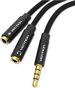 Vention 3.5mm Male to 2*3.5mm Female Stereo Splitter Cable 0.3M Black