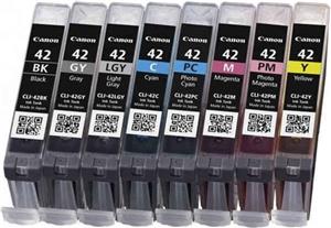 Canon CLI-42 BK/GY/LG/C/M/Y/PC/PM Multipack - 8-pack - gray, yellow, cyan, magenta, light gray, photo cyan, photo magenta, dye-based black - original - ink tank