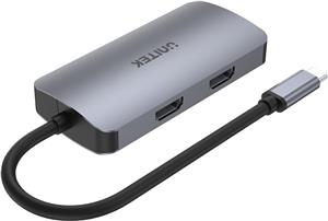 Unitek Hub USB-C 1xUSB 3.1 Gen1 VGA 2xHDMI PD MST