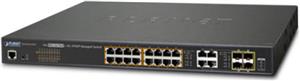 Planet 20-Port (16x RJ45 GbE 802.3at PoE 30W port (220W max) 4x Gigabit RJ45 SFP Combo L2 Mngd Switch