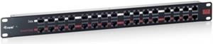 PoE patch panel 12-portni, 19" 1U, s napajanjem, crni (RAL 9005)