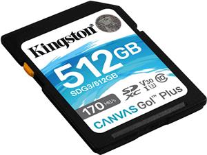 Kingston SDXC Canvas Go Plus 512GB 170R C10 UHS-I U3 V30