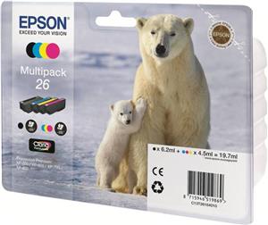 Epson 26 Multipack - 4-pack - black, yellow, cyan, magenta - original - ink cartridge