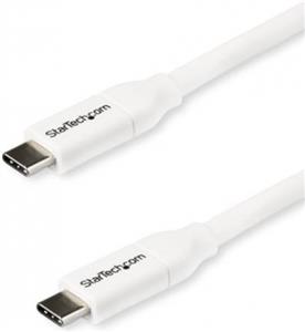 StarTech.com USB C to USB C Cable - 6 ft / 2m - 5A PD - M/M - White - USB 2.0 - USB-IF Certified - USB Type C Cable - USB C Charging Cable (USB2C5C2MW) - USB-C cable - 2 m