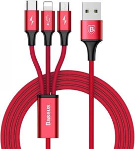 Cable USB BASEUS 3in1 Rapid red, 3A, 1.2M