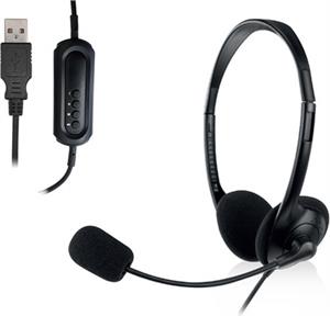 Headset Ewent, volume control, mic, USB, EW3568