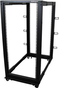 StarTech.com 25U Open Frame Server Rack - 4 Post Adjustable Depth (22 to 40) Network Equipment Rack w/ Casters/ Levelers/ Cable Management (4POSTRACK25U) rack - 25U