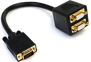 StarTech.com 1 ft. VGA to VGA Splitter Cable - M/F Dual Monitor Video Cable Splitter (VGASPL1VV) - VGA splitter - 30 cm