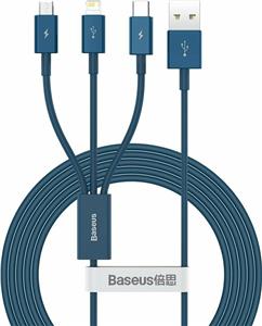 Kabel USB 3w1 Baseus Superior Series, USB do micro USB / USB-C / Lightning, 3.5A, 1.2m (plava)