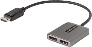 StarTech.com 2-Port DisplayPort MST Hub, Dual 4K 60Hz, DP to 2x DisplayPort Monitor Adapter, DP 1.4 Multi-Monitor Video Adapter w/ 1ft Built-in Cable, USB Powered, Windows Only - Multi Stream Transpor