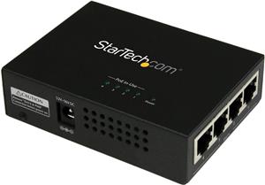 StarTech.com 4 Port Gigabit Midspan - PoE+ Injector - 802.3at and 802.3af - Wall-mountable Power over Ethernet Midspan (POEINJ4G) - PoE injector - 120 Watt