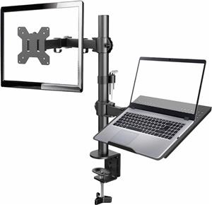 Gembird Adjustable desk mount with monitor arm and notebook tray