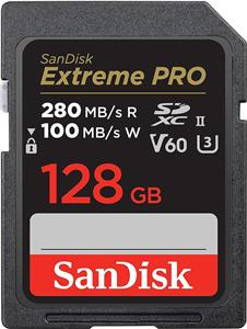 SanDisk Extreme PRO 128GB V60 UHS-II SD, 280/100MB/s, V60, C10, UHS-II