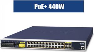 Planet Industrial L3 24-Port GbE RJ45 802.3at PoE 4 Ports Shared 1G Open Slot SFP Managed Ethernet Switch (-40~75C)