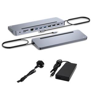 i-tec USB-C Metal Ergonomic 4K 3x Display 2x DP 1x HDMI LAN Audio Power Delivery 100 W + i-tec Universal Charger 100 W - Stacja dokująca