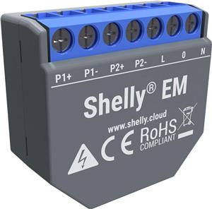 Home Shelly Relais "Pro EM 50A" WLAN LAN Stromzähler Inkl. 2x 50A Klemmen Messfunktion BT DIN-Rail