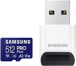 Samsung Pro PLUS microSDXC 512GB UHS-I U3 [Zapis 130MB/s Odczyt 180MB/s] z czytnikiem