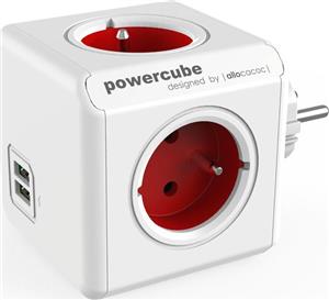 PowerCube Original 4 gniazda 2x USB crvena