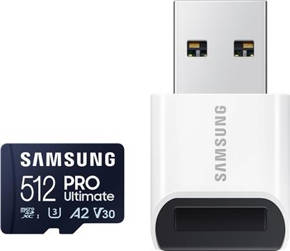 Samsung PRO Ultimate 512GB microSD memory card with USB card reader