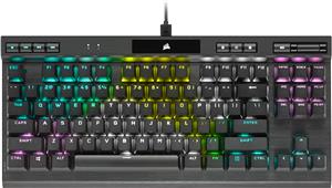 Corsair K70 RGB TKL CHAMPION SERIES Optical-Mechanical Gaming Keyboard, Backlit RGB LED, CORSAIR OPX RAPIDFIRE, Black, Black PBT Keycaps, EAN:0840006648253