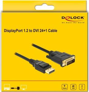 DELOCK Kabel DP 1.2 -> DVI (24+1) St/St 2.0m schwarz