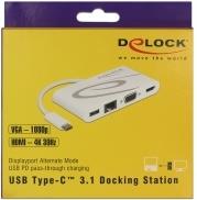 DELOCK Dockingstation USB3.1/C > LAN/HDMI 4K 30Hz/VGA/USB