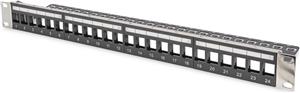 Modular Patch Panel, shielded 24-port, Blank, 1U, Rack Mount, black