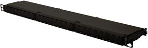 CAT 6a Class EA Patch Panel, shielded 0.5U, 24-port RJ45 incl. dust cover, 8P8C, black RAL9005