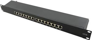 Cat.6A Patch Panel 16-Port STP, black, fully shielded