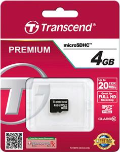 MicroSDHC, 4GB, Class 10, ECC, ISP, 0.4g, Black