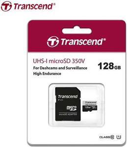 SD microSD Card 128GB Transcend SDXC USD350V w/Adapter