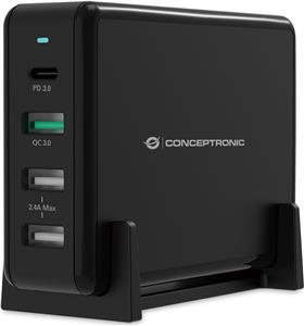 CONCEPTRONIC punjač 4Port 65W, 1xUSB-C/3xUSB-A Desk PD sw