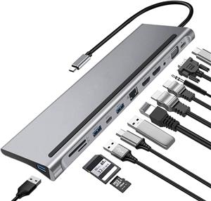 MANHATTAN 12-in1 docking station 3xHDMI 4xUSB USB-C DP RJ45