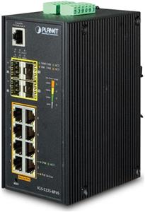 8x 10/100/1000BASE-T RJ-45, 4x 1000BASE-SX/LX/BX SFP, 24 Gbps, 17.85 Mpps, PoE, IP30, 72x107x152 mm