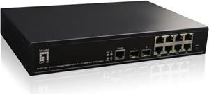 LevelOne Switch 8x GE GEP-1061 2xGSFP 19" 180W 8xPoE+