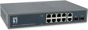 LevelOne Switch 10x GE GEP-1221 2xGSFP 19" 150W 8xPoE+