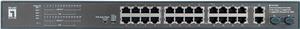 LevelOne Switch 24x FE FGP-2831 2xGE 2xGSFP 19" 390W 24xPoE+